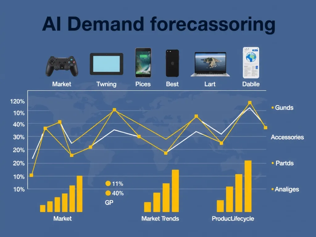 Visual representation of AI demand forecasting for electronics accessories, incorporating market trends and product lifecycle analyses